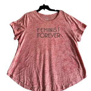 LANE BRYANT WOMENS BURNOUT TEE TOP FEMINIST FOREVER PINK SZ 22/24